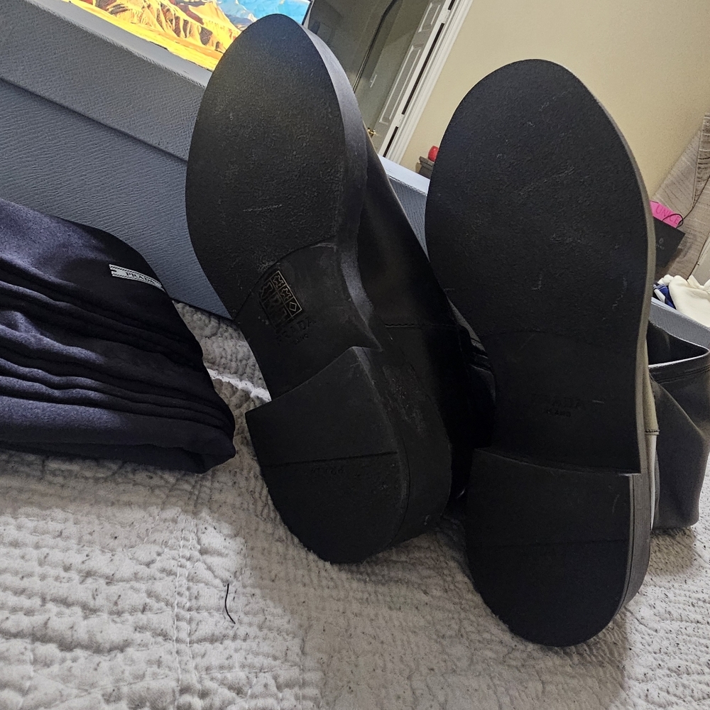 Prada Stretch Leather Tall Black Boots Size 37 - Picture 16 of 16